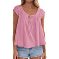 fashioneleganttie backrufflesshirt women's  summer new arrivalfashion pleated tops