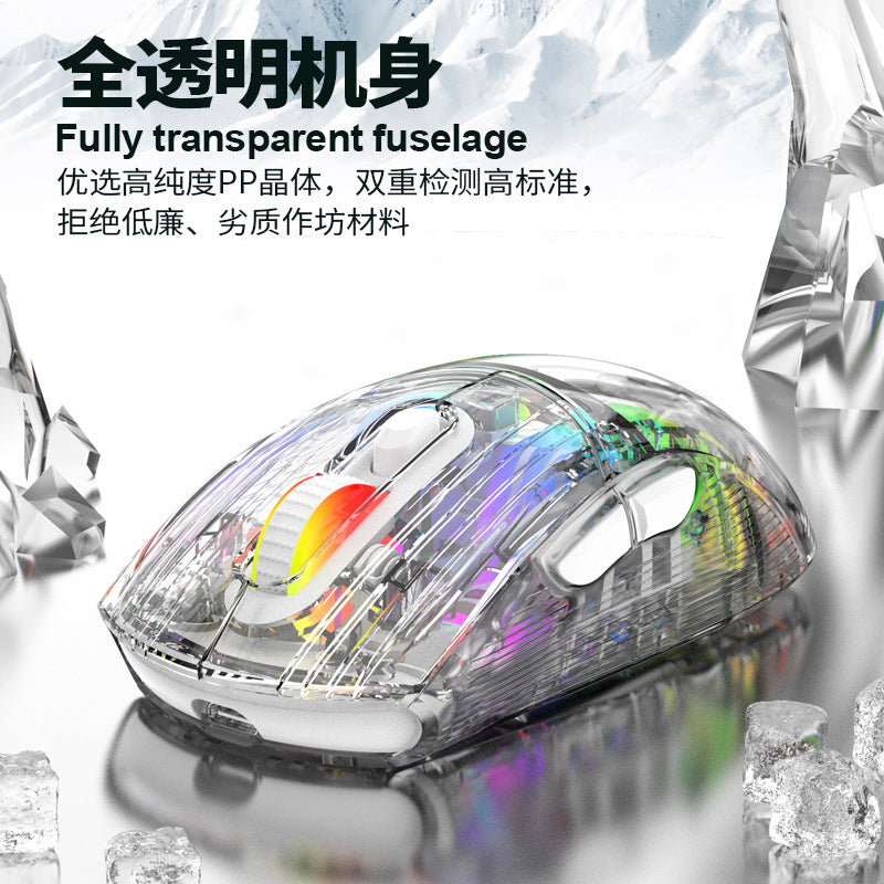 Dazzling silver fox xyh20rgb wireless bluetooth tri-mode transparent mechanical mouse - silent gaming mouse for women