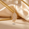 Popular popular exquisite full diamond inlaid zirconium feather necklace accessible luxury niche women's easiest for matchelegant titanium steel clavicle chain jewelry