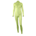 European and american cross-border  autumn solid color zip-up stand collar activewear set - trendy fashion workout yoga outfit (jacket & pants)