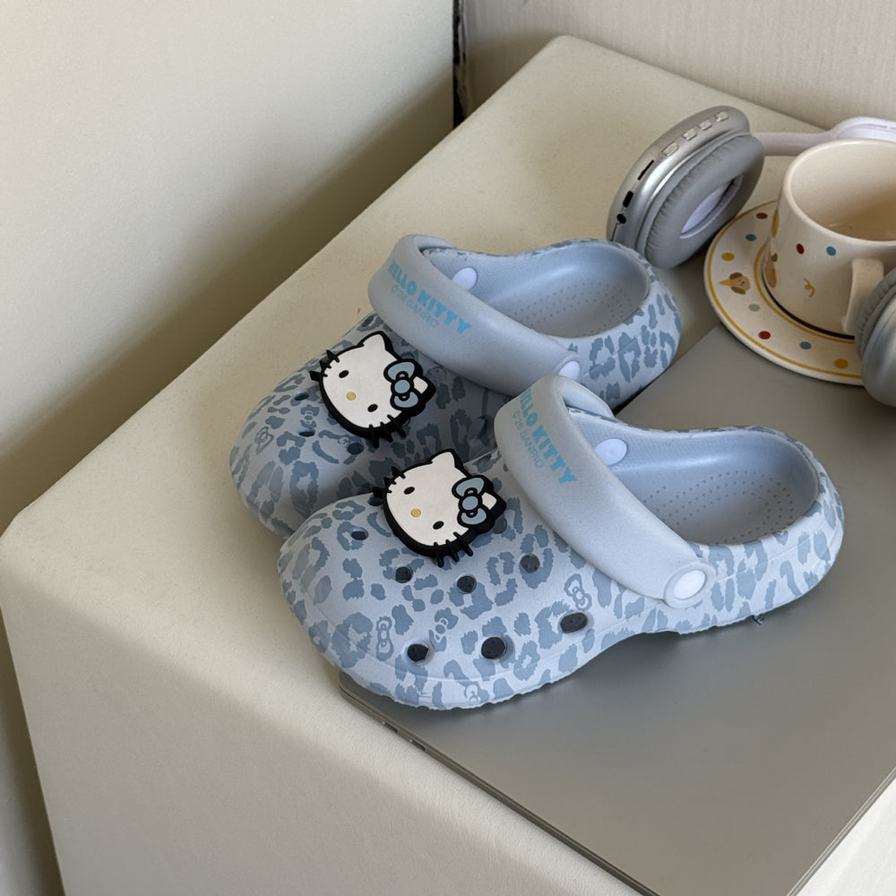 New kitty cat leopard print clogs - women's non-slip, odor-resistant summer outdoor slippers, indoor house slippers
