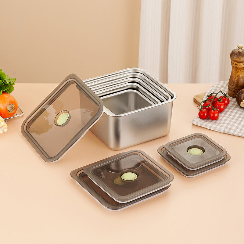 Stainless steel square food storage container with lid - deepened capacity lunch box for refrigerator, freezer, meat, vegetable, and fruit portioning