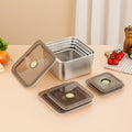 Stainless steel square food storage container with lid - deepened capacity lunch box for refrigerator, freezer, meat, vegetable, and fruit portioning