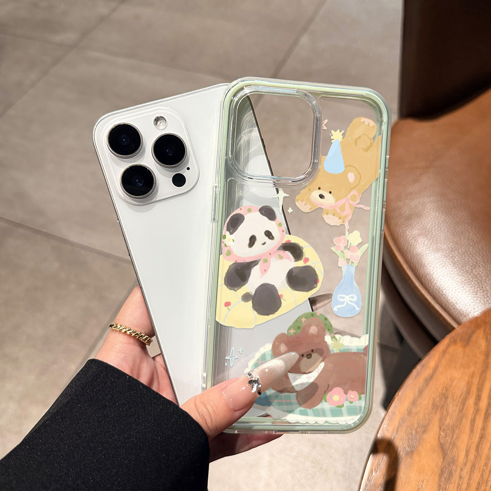 Suitable for iphone17 cartoon animal party mobile phone case apple 16promax cute giant panda anti-fall hard case