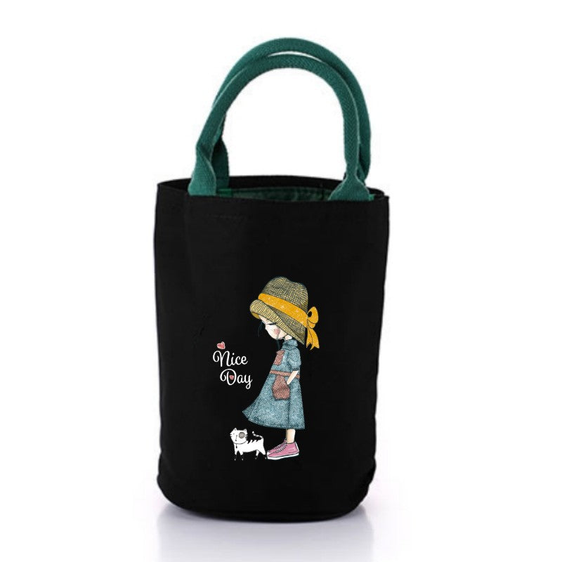Japanese lunch box bag thermal insulation bento handbag student with meal waterproof office worker meal bag large capacity canvas bag