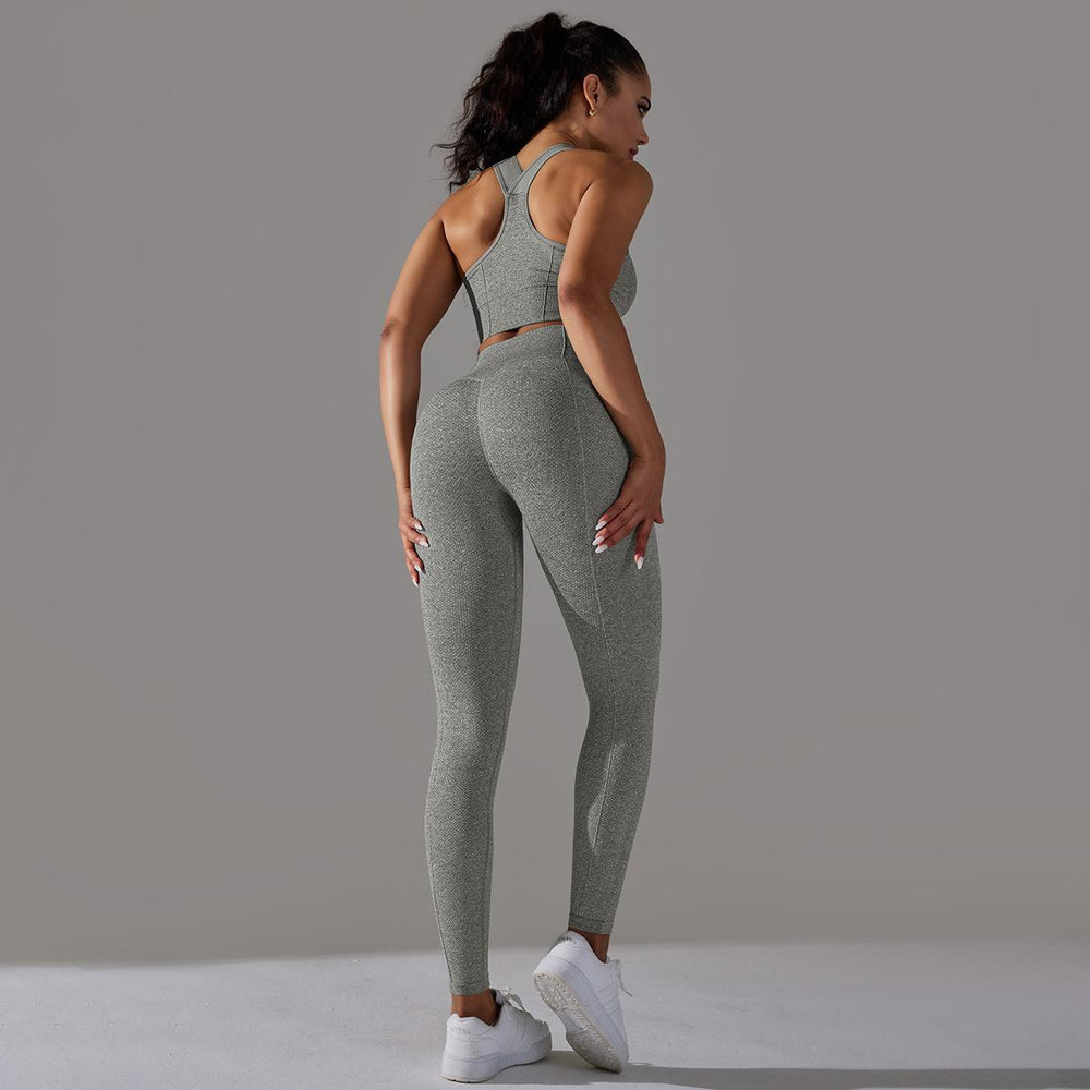 new arrival seamless jacquard knitting yoga wear breathable tight sports suit high waist hip lifting running fitness wear