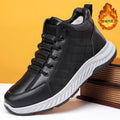 2025 winter men's new collection: fleece-lined, extra-thick casual sneakers, cotton shoes, non-slip, warm, leather upper, chunky sole, dad shoes