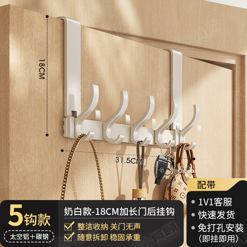 Over-the-door hook - no drilling required, universal for bedroom & bathroom, space aluminum, extra wide, heavy-duty, rustproof, multi-purpose storage