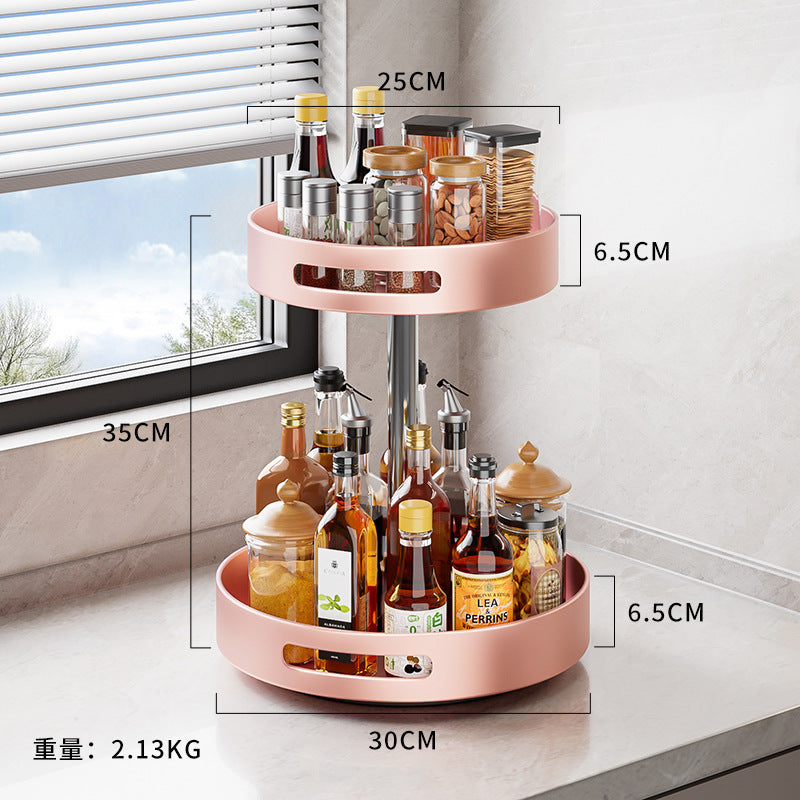 Stainless steel seasoning rack 360 ° rotation convenient rack countertop thickened stainless steel double-layer multi-functional storage