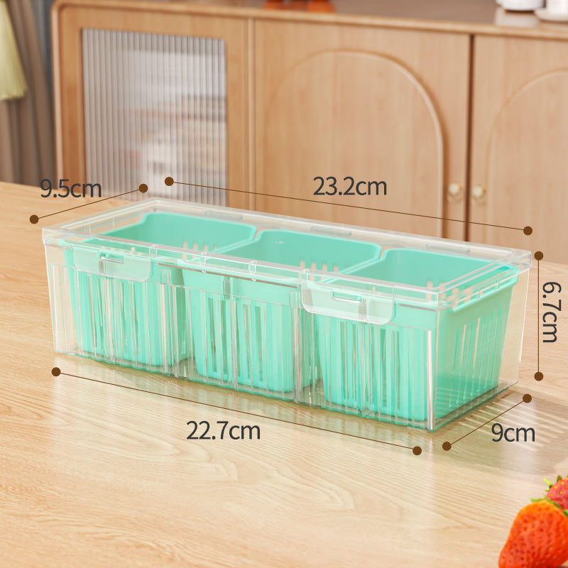Kitchen onion, ginger and garlic storage box, fruit and vegetable freezer, double-layer drain box, refrigerator side dish refrigeration, transparent crisper box