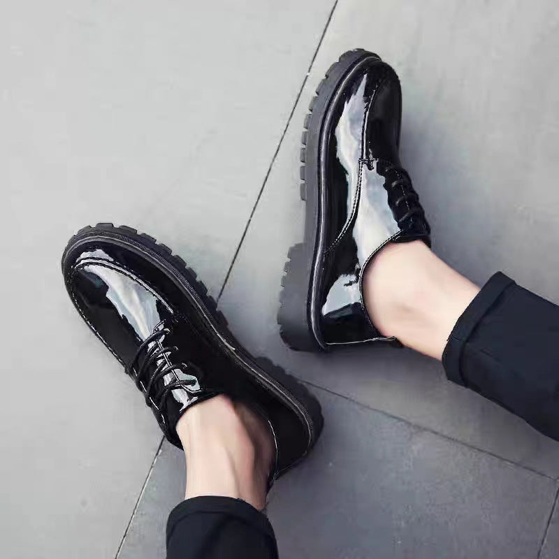 New arrival business formal leather shoes men's casual wedding groom british heightening summer breathable youth round toe men's shoes
