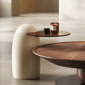 Ready-to-ship minimalist designer ufo coffee table, perfect for living rooms and small apartments. features a round walnut veneer and a touch of understated luxury. available as a coffee table set