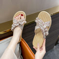 Women's summer slides: new french-style floral espadrilles, fairycore sandals, non-slip beach shoes for vacation