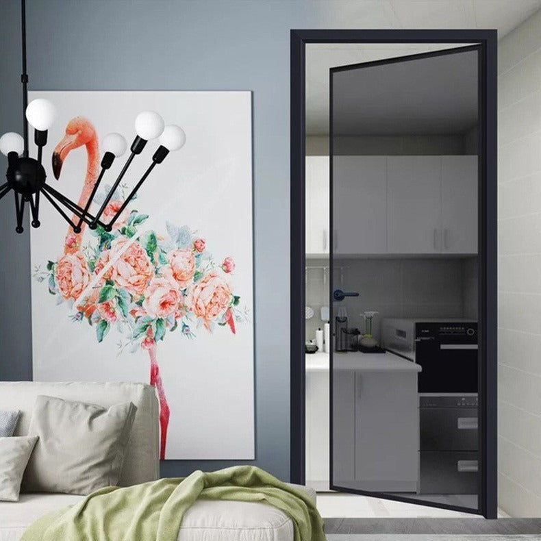 Bathroom toilet door extremely narrow glass door indoor aluminum alloy door for home waterproof opening door modern casual