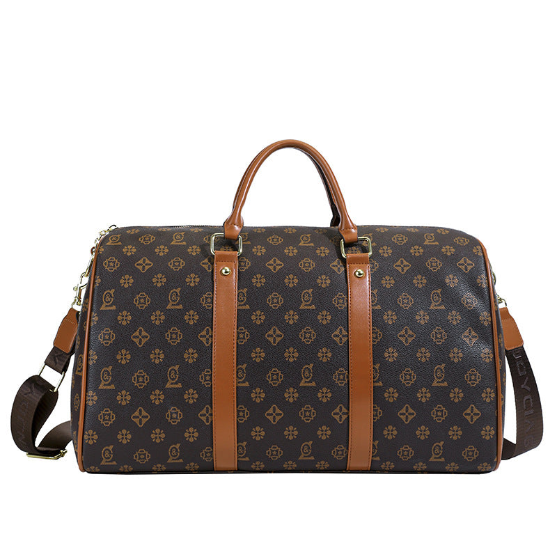 Travel bag for women, short-distance satchel, large-capacity business trip luggage bag, shoulder cross-body boston printing pillow bag for women