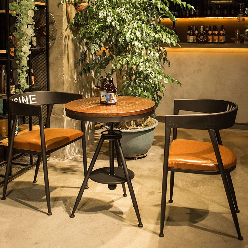 Milk tea shop table and chair combination, cafe/bar dining table and chairs, lounge bar negotiation small round table, reception solid wood balcony dining table