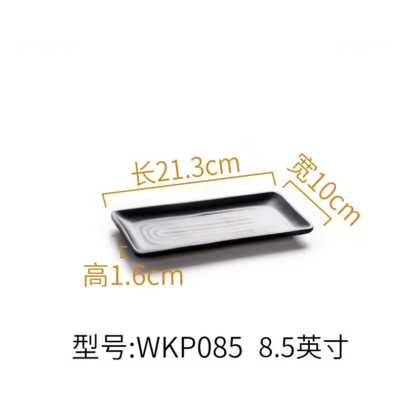 Melamine black tableware plastic dish imitation porcelain dinner plate cold dish plate barbecue hot pot plate barbecue restaurant plate commercial