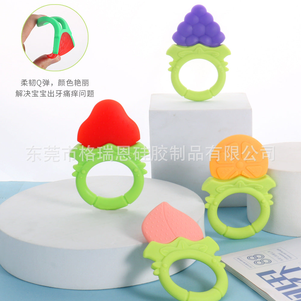 Baby Fruit Rings Toothpaste Newborn Teeth Grinder Food Grade Silicon Bite Baby Teething Toy