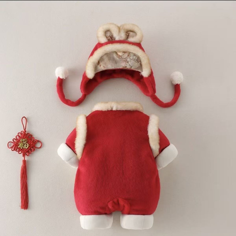 Baby new year clothes winter clothing chinese style one-piece small month-old baby girl new chinoiserie hundred days red outing climbing suit
