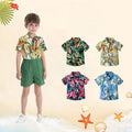children's clothing, new boys' short-sleeved shirts, vacation beach style floral shirts, boys' short-sleeved shirts, children's shirts for boys, summer