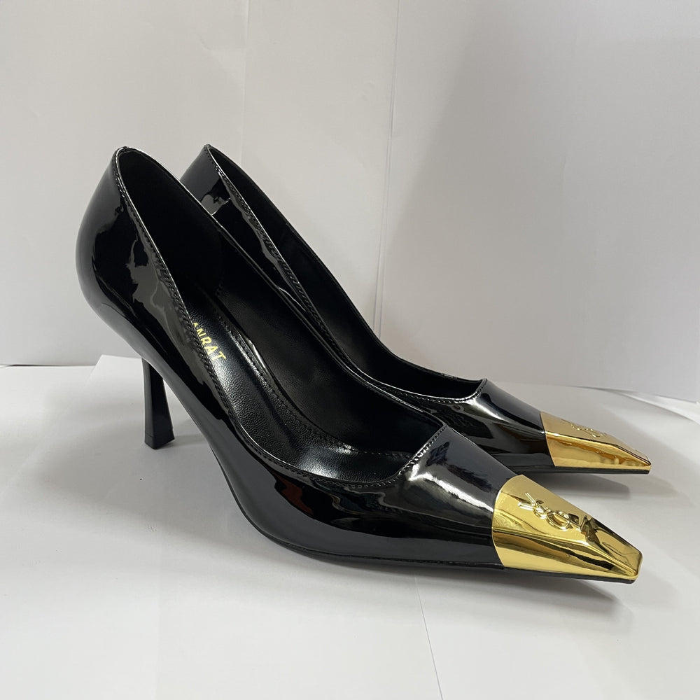 2026 spring european and american fashion stiletto pointed-toe pumps with microfiber lining, metal embellishments, and breathable summer ultra-high heels for women