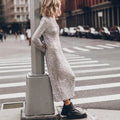 independent station ins fashion cross-border new casual beads street style elegant fashion long sleevesdress