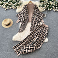 Lazy style casual three-piece set for women  winter loose outer shawl outwear inner bottom knitting shirt loose pants