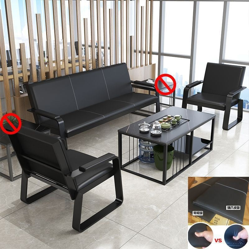 Modern minimalist office sofa business reception office three-seater simple sofa coffee table side table set - free shipping