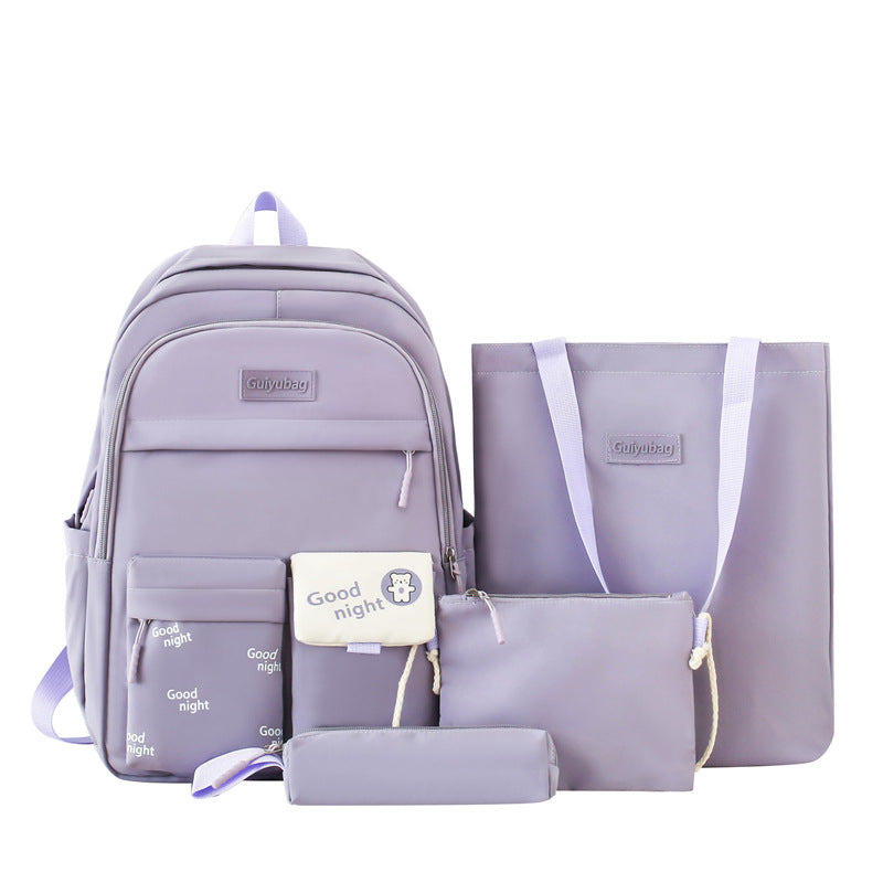 School season primary and secondary school students schoolbag make-up bag four-piece Korean version small fresh large capacity backpack student schoolbag