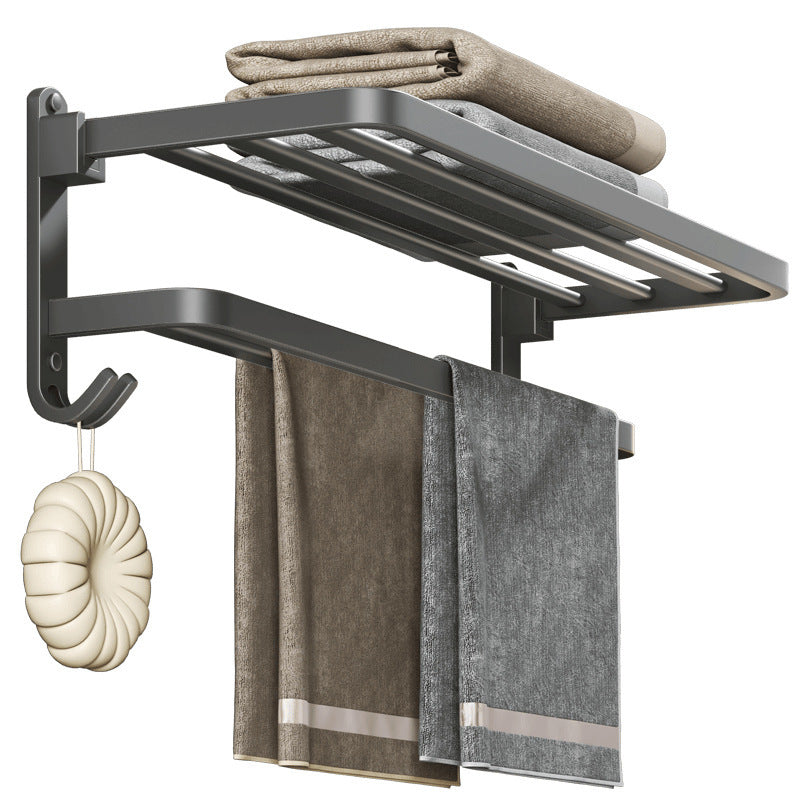 Space aluminum towel rack, no punching, bathroom, bathroom rack, towel rack, bathroom hardware pendant set.