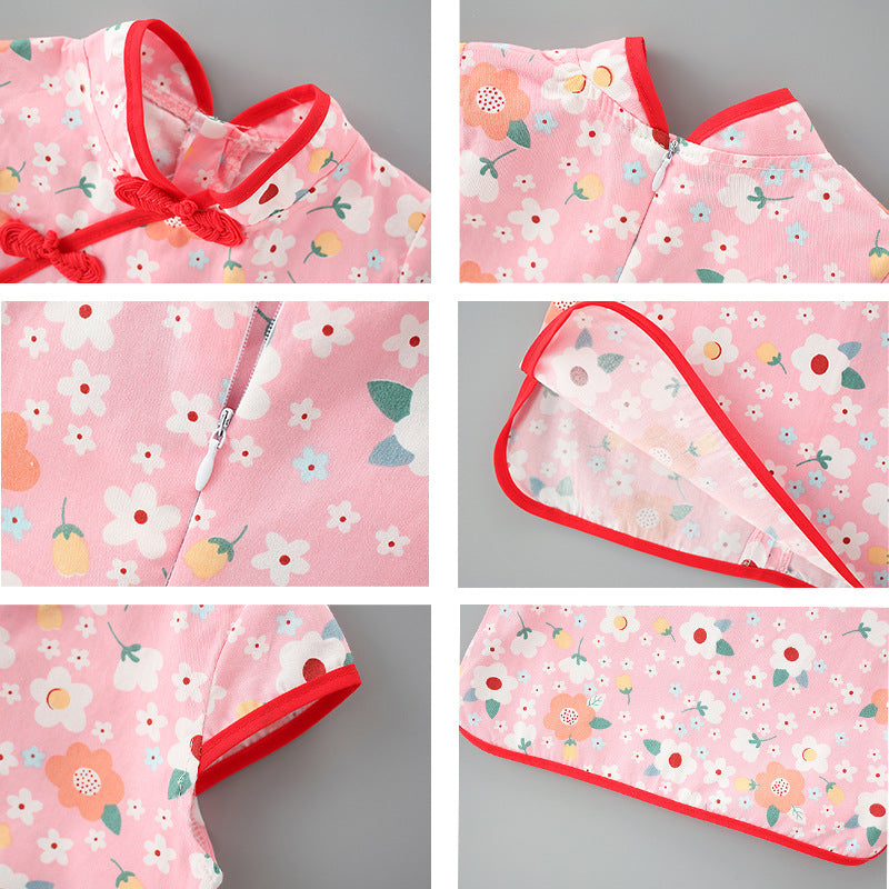 Girls' cheongsam dress, children's hanfu, modernized tang suit, ethnic children's clothing, cheongsam for little and big girls, princess dress for spring and summer