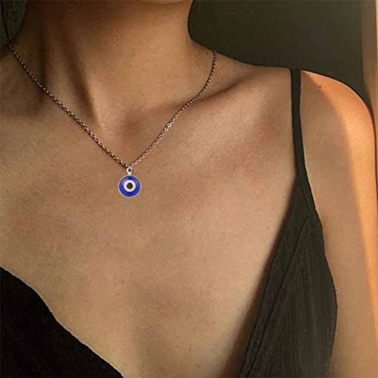 Women's blue eye amulet necklace - adjustable charm pendant, perfect gift for ladies and girls (for export)