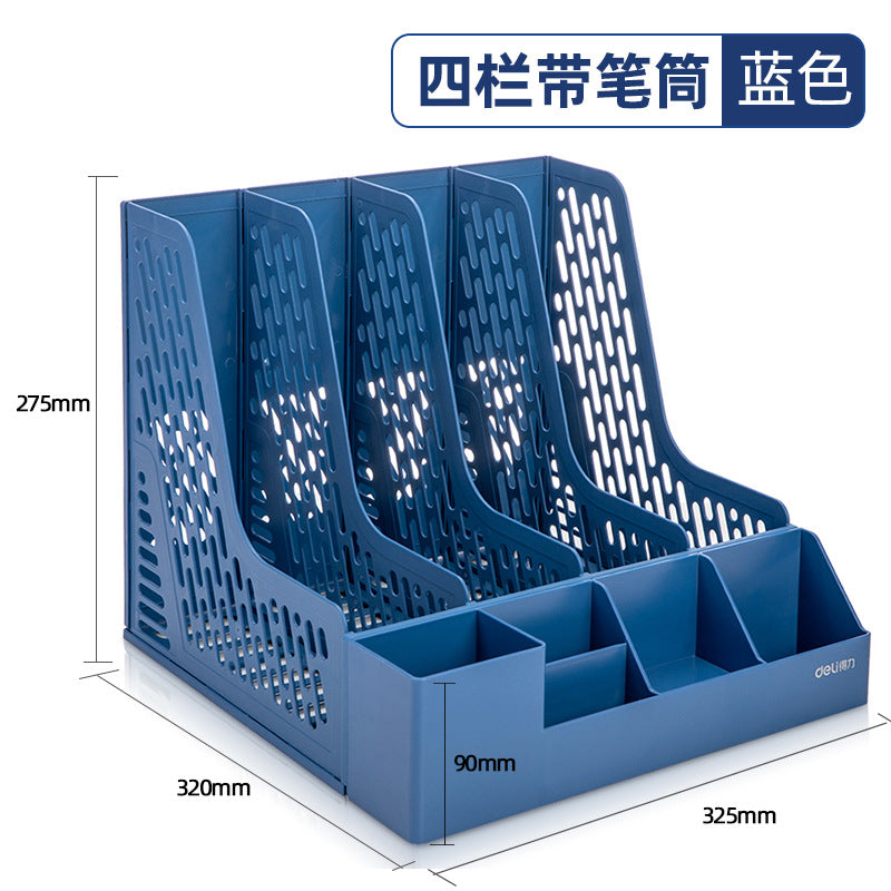 Deli file frame data rack thickened plastic storage box vertical file rack file basket wholesale