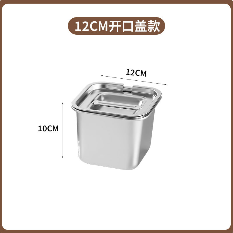 Stainless steel square container with lid - ideal for cafeteria, kitchen, seasoning, condiment, and commercial use - sauce dispenser, jam bowl