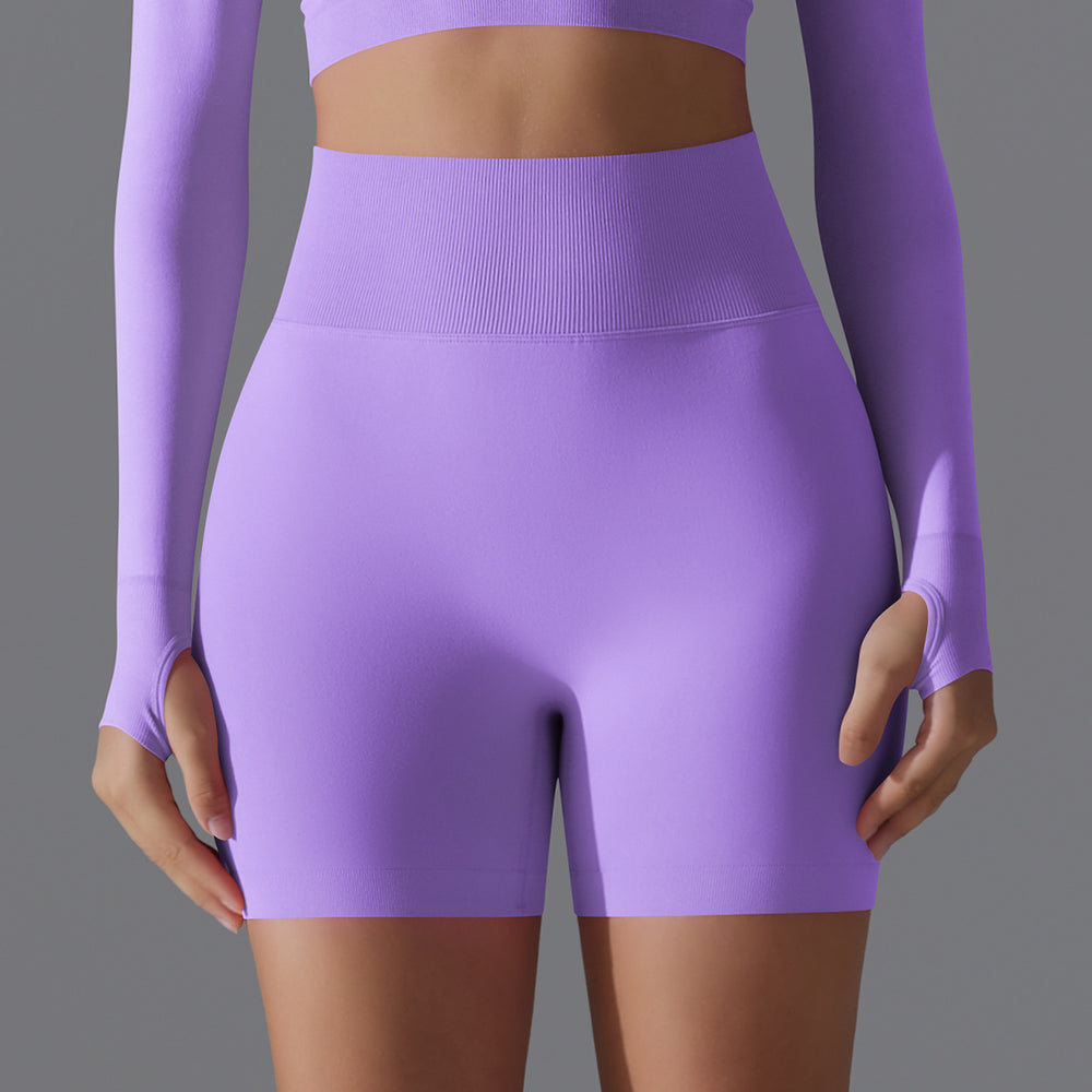 Fashion cross-border seamless pure color yoga shorts tight running fitness yoga clothes high waist butt lift peach sports pants