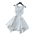 Intellectual style sleeveless a-line asymmetricaldress women's summer short-sleeved waist slimming lookeasiest for match sundress summer