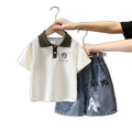 Boys' and girls'  summer outfit sets - new short-sleeve sets, stylish baby clothes, trendy two-piece summer sets for kids