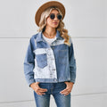 Fashion cross-border foreign trade independent station  new washed denim leopard print python print short jacket tops