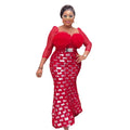 African  banquet party evening dress european and american style women's clothing organza patchwork sequin flower plus size dress