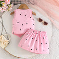 european and american style baby summer outfit: sweet heart pattern kids' set - princess-inspired sleeveless vest dress