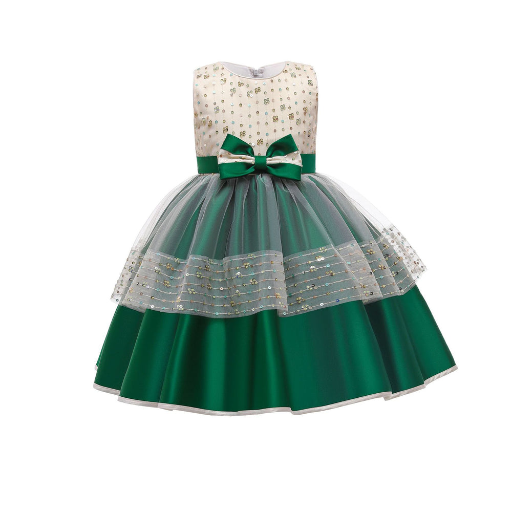 New sequin lace children's dress - flower girl wedding dress, princess gown - stylish mesh lace runway dress