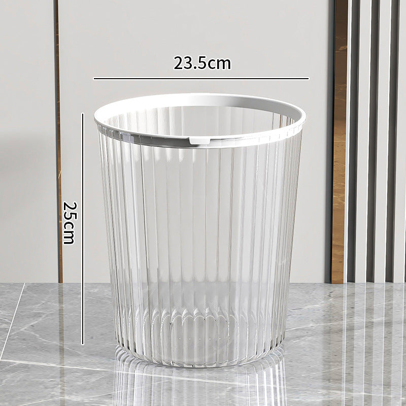Transparent trash can - large capacity, with pressure ring, for home, living room, modern kitchen, bathroom, bedroom, and office