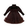 Girls' dress autumn/winter new arrivals  kids' knitted sweater little girl mesh first birthday chic princess dress winter