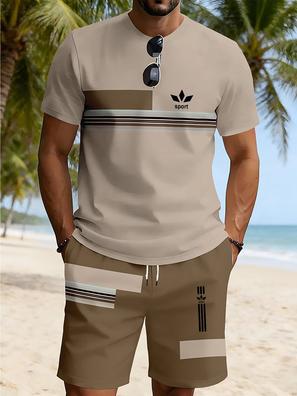 men's short-sleeve and shorts set, casual sportswear set, 3d printed cross-border hot seller, dropshipping available