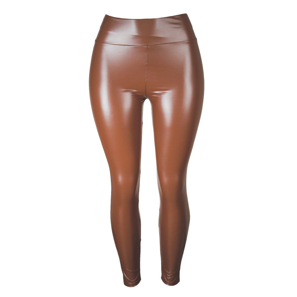 Ebay  new arrival glossy pu leather pants for women - european and american sexy high-waisted leather leggings, pencil pants, slimming effect
