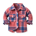 Boys' long-sleeve shirt - autumn collection, new export style, winter brushed fabric, children's clothing, spring/autumn mid-to-large size plaid shirt top