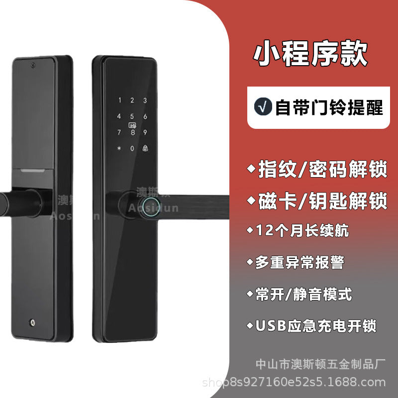 Smart lock wooden door cat eye fingerprint lock semi-automatic password lock one grip open digital lock entrance door lock manufacturer in stock