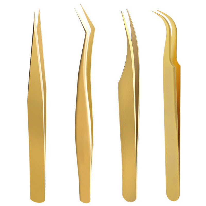 Ready-to-ship eyelash tweezers for lash artists: dolphin & gold feather precision tweezers for eyelash extensions & application - high-precision blooming tweezers - beauty tools