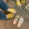 Vintage velcro sandals women's summer new flat bottom fashionable versatile one-strap travel all-match british style women's shoes