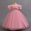 Ready-to-ship new off-the-shoulder sequin evening gown wedding dress princess dress piano performance dress for girls/kids